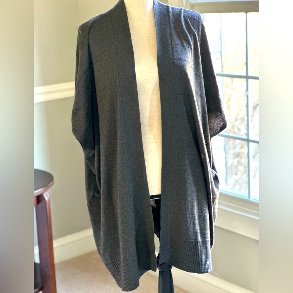 LOFT Charcoal Gray Open Front Knit Cardigan Shrug